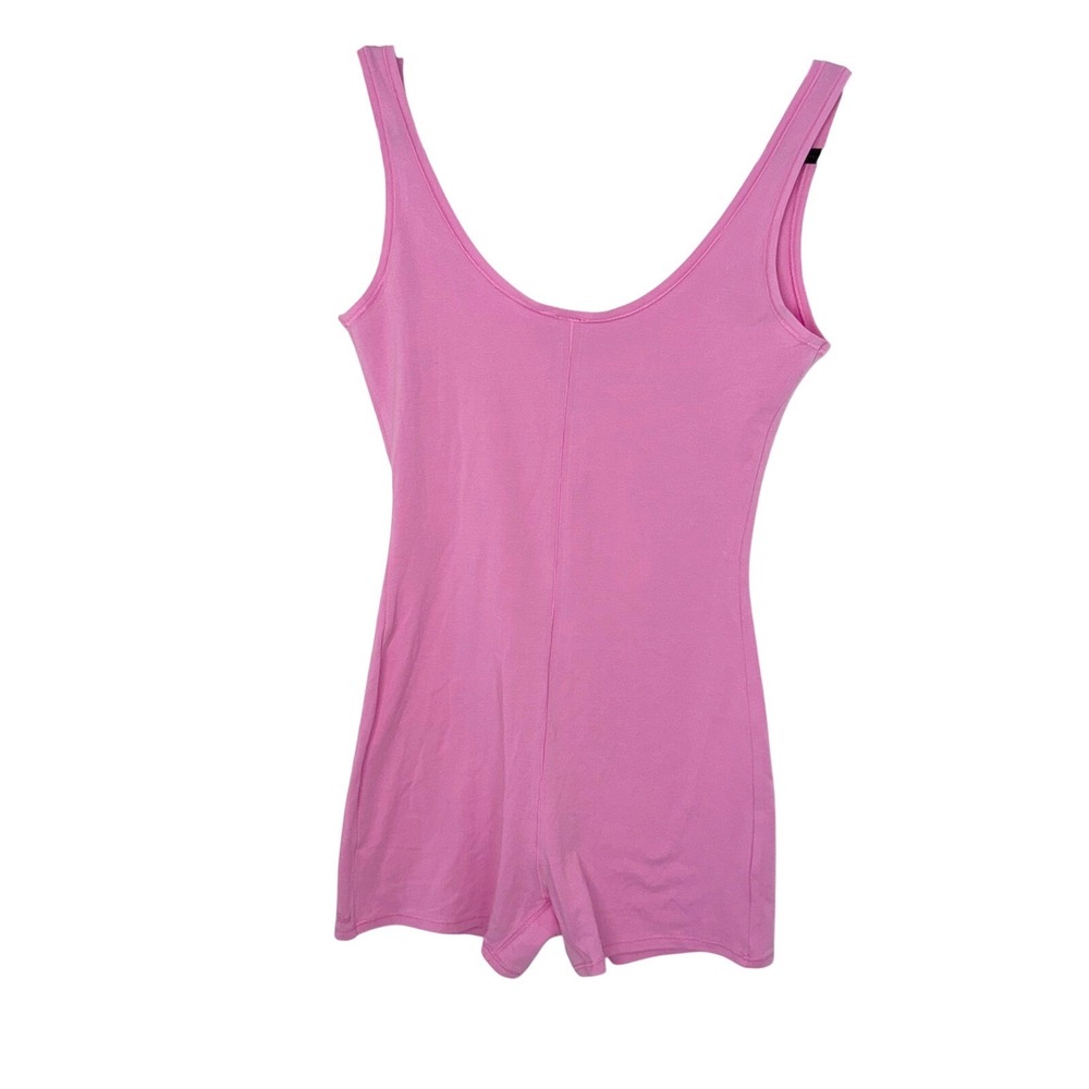 PINK Victoria's Secret Romper Sleeveless Scoop Neck Pink Cotton Bodysuit NWT L